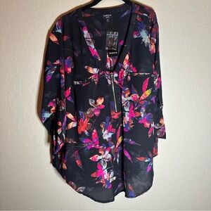 Torrid Black Multicolor Floral Blouse